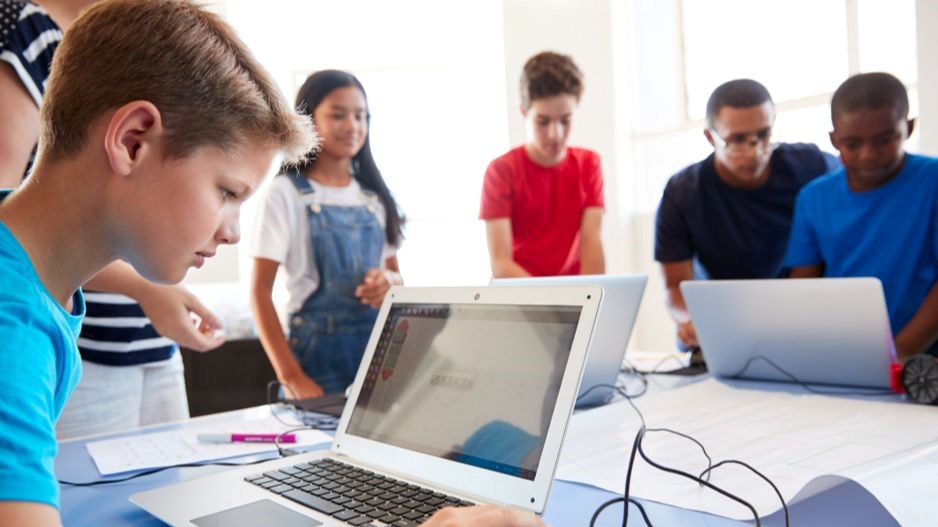 Kids working on computers
